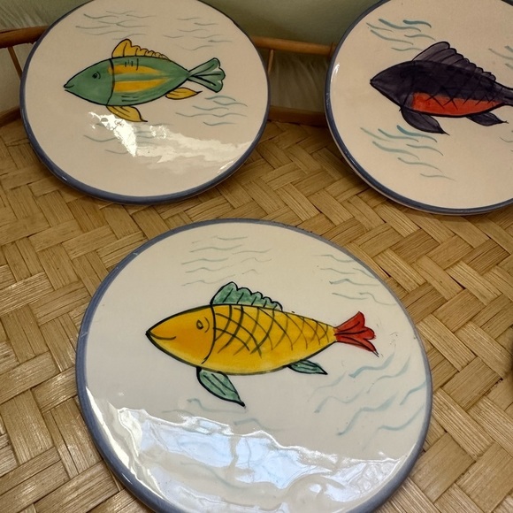 Ceramic Coasters Set of 5 Hand Painted Fish Colorful Tropical Fish Matching Set - Picture 6 of 7